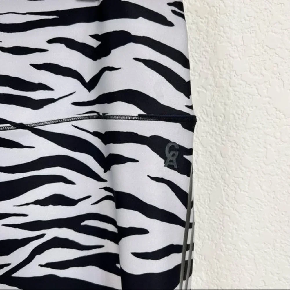 Good American Zebra Stripe Animal Print Tuxedo Tiger Leggings Sz 6 3XL XXXL - Picture 4 of 9